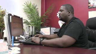 Natural hooters Victoria Lawson gets nailed into the office