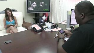 Natural hooters Victoria Lawson gets nailed into the office
