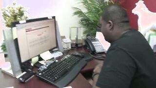 Natural hooters Victoria Lawson gets nailed into the office