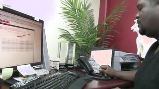Natural hooters Victoria Lawson gets nailed into the office