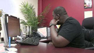 Natural hooters Victoria Lawson gets nailed into the office