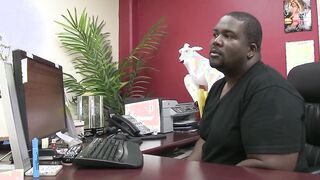 Natural hooters Victoria Lawson gets nailed into the office