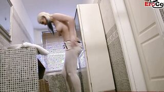 Slender blonde teenagers german eighteen seduced at sex rubs