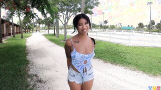 YNGR - Chicago 19 Year Old Ameena Green Blows Penis Into Outside Before Oiling Up And Fucking Rough