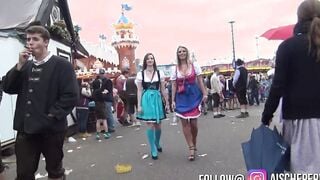 Pornocasting auf dem Oktoberfest mit Franzi - Outdoors blasen mit Spermawalk - Aische Pervers