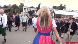 Pornocasting auf dem Oktoberfest mit Franzi - Outdoors blasen mit Spermawalk - Aische Pervers