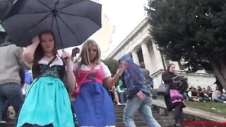 Pornocasting auf dem Oktoberfest mit Franzi - Outdoors blasen mit Spermawalk - Aische Pervers