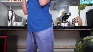 Huge Butt Blonde Barista Almost Caught Masturbating At Work By Customer