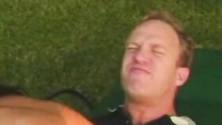 Dark Haired fucking stud on lawn