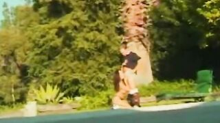 Dark Haired fucking stud on lawn