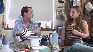 Hottie Christie ride the huge penis with her bushy snatch