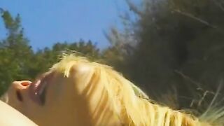 babe sluts on cunt with mouth action on the lawn chair