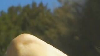 babe sluts on cunt with mouth action on the lawn chair