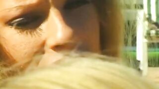 babe sluts on cunt with mouth action on the lawn chair