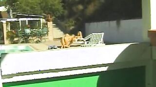babe sluts on cunt with mouth action on the lawn chair