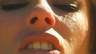 babe sluts on cunt with mouth action on the lawn chair