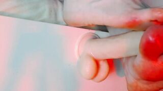 feet with red polish into oil devils pedicure masturbation by march foxie