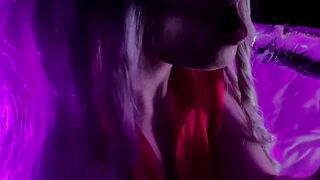 close up transparent toy sucking off. Hottie blonde tries her new dildo and her holes - march
