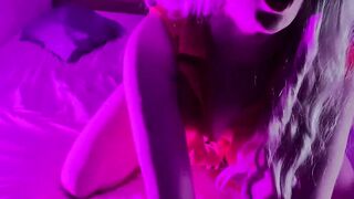 close up transparent toy sucking off. Hottie blonde tries her new dildo and her holes - march