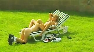 Lesbo 18 year old having fun with sex toys and pussies outside