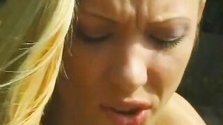 Lesbo 18 year old having fun with sex toys and pussies outside