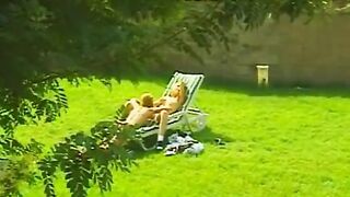 Lesbo 18 year old having fun with sex toys and pussies outside