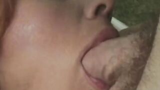 Outdoors doggy style fucking pleases the tight pussy on this perfect ginger