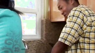Exciting doggy style inside the kitchen!