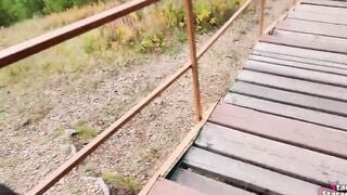 Walking with my stepsister inside the forest park. Sex blog, Live scene. - pov