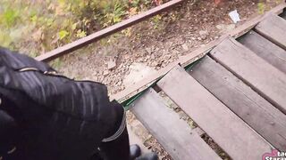 Walking with my stepsister inside the forest park. Sex blog, Live scene. - pov