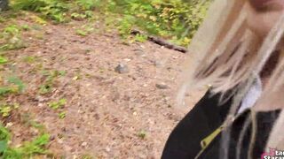 Walking with my stepsister inside the forest park. Sex blog, Live scene. - pov