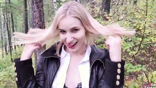Walking with my stepsister inside the forest park. Sex blog, Live scene. - pov