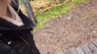 Walking with my stepsister inside the forest park. Sex blog, Live scene. - pov