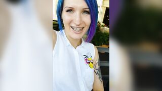 Insta bitch / sex with fan inside outdoor place