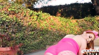 pov Insatiable Red Head Penny Blows Alex Legend's Fat Dick By The Pool!