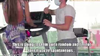 Hot blonde teen with round ass fucks in doggy style a guy she met at the gym