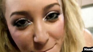 HJ smallboobs teens pov jerks off oiled cock and talks filthy