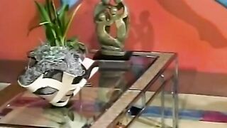 Stunning perky tit young dark haired bimbos gets a huge cock inside her bald vagina