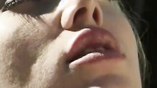 Slutty young Women inside heels suck and takes dick outside