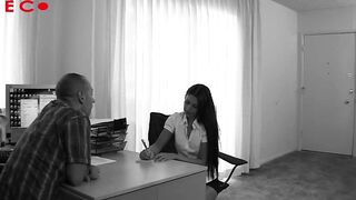 dark haired bimbo banged! at interview