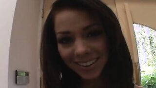 The young dark haired Paulina James shows her eager vagina