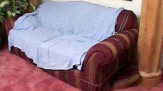 Raging sexy big titted desired cougar fucks like a sexy on the blue sofa