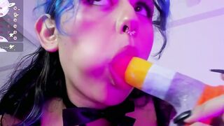Part two: Colombian cam celeb loves to think of a big dick in her mouth, she