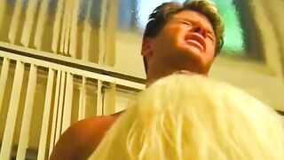 Blonde babe makes love to a huge rough penis with her soak mouth