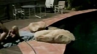 Out on the lawn blonde fucks BF