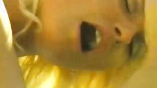 Blonde plowed on the tennis court