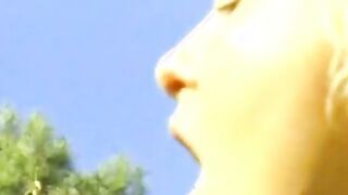 Blonde plowed on the tennis court