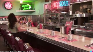 Gemma Massey, Isis Love And Krissy Lynn Got Down Into A Diner With Group Sex