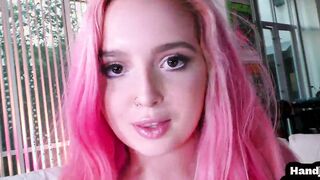 point of view coloredhair teenie handjobs her boyfriend and talks filthy