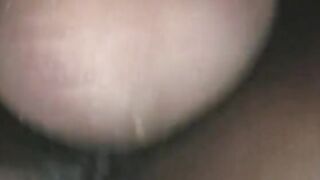 Light skin ebony Girl gets a load of spunk on her juicy lips